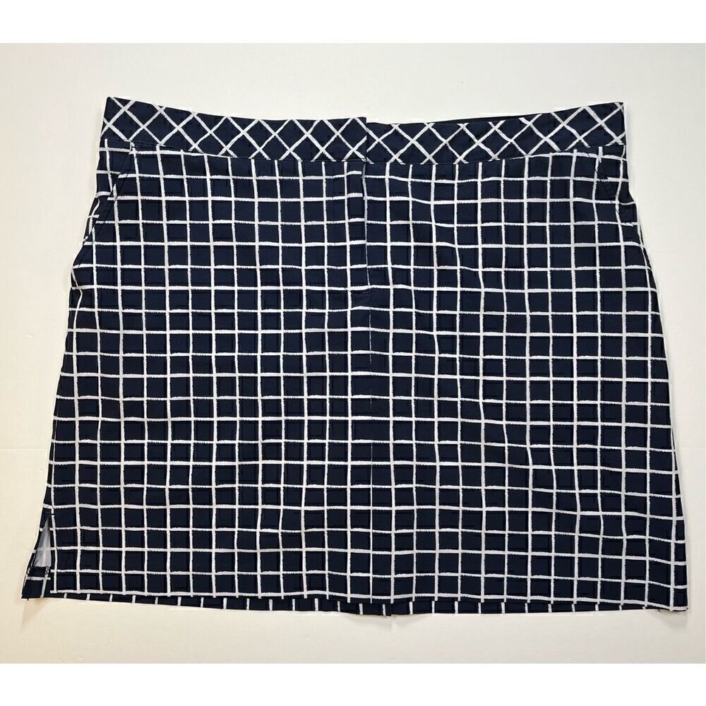 IZOD Women's Golf Swing Flex Comfort UPF Skort w Pockets Blue Night Grid Size 12